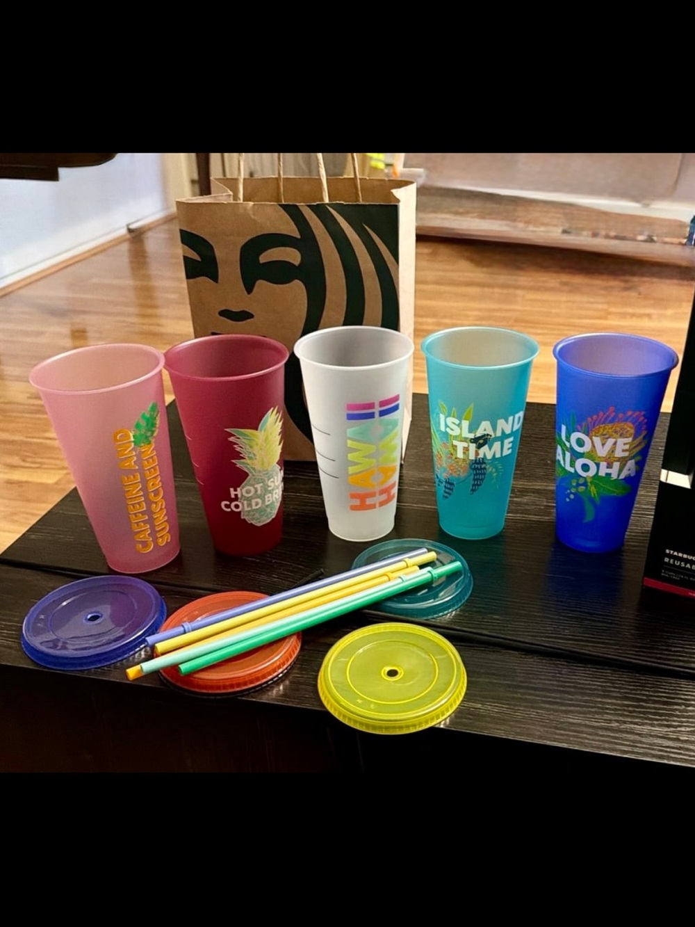 🏝️ Hawaii cold cup STARBUCKS lid straw Collection new reusable HTF hawaiian